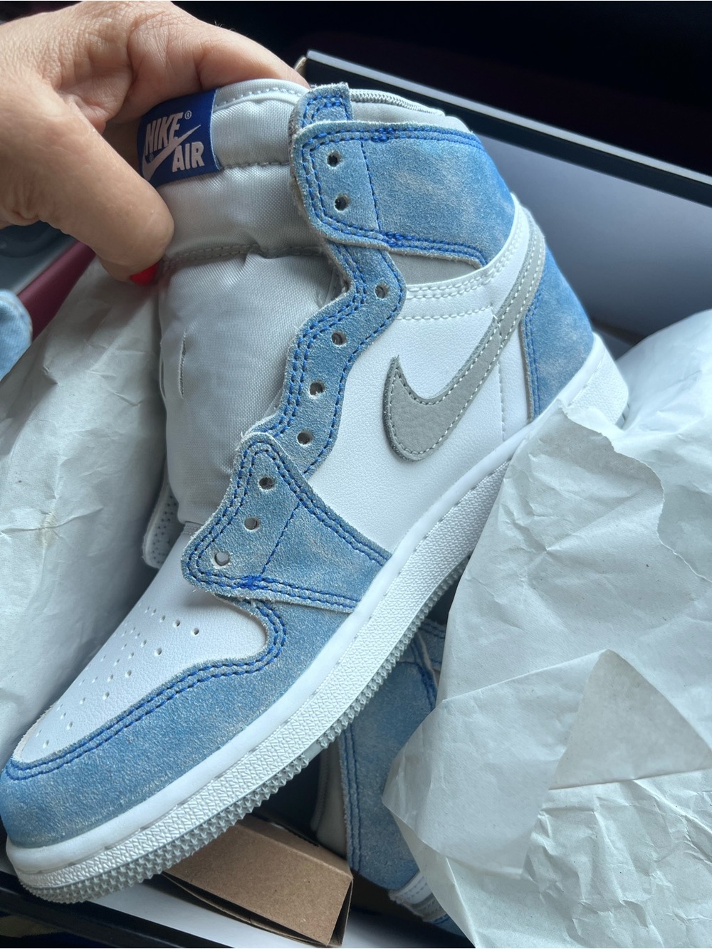 Jordan Kids' High-Top Sneakers — White and Light Blue